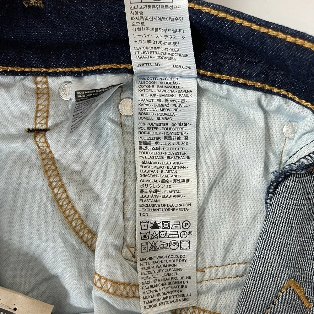 Levis Jeans Mens 36x30 Blue 513 Straight Fit Dark Wash Denim Grunge Cowboy